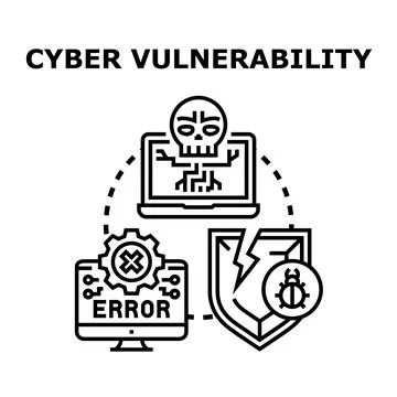 Cyber vulnerability causing data breach and system error Stock Illustration