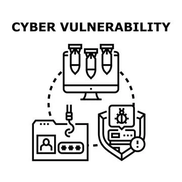 Cyber vulnerability, data attack and information security Stock Illustration