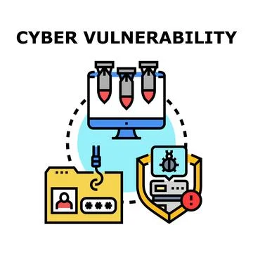 Cyber vulnerability, data attack and information security Stock Illustration