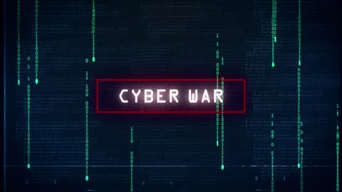 Cyber War alert warning with glitch and noise background over computer coding Stock Footage 196151006