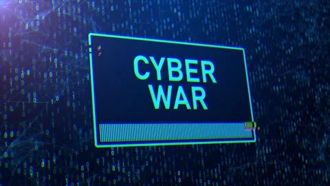 Cyber War alert warning with glitch and noise background over computer coding Stock Footage 196932652