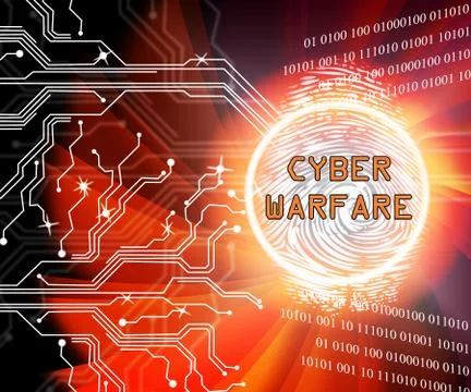 Cyber Warfare Hacking Attack Threat 2d Illustration Illustrazione stock