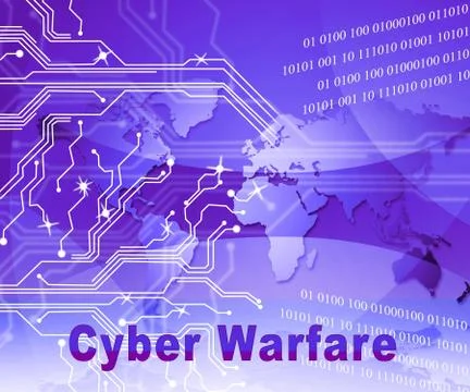Cyber Warfare Hacking Attack Threat 2d Illustration Illustrazione stock