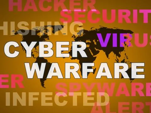 Cyber Warfare Hacking Attack Threat 2d Illustration 스톡 일러스트