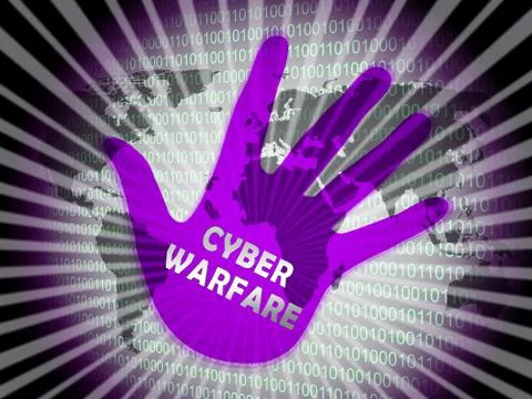 Cyber Warfare Hacking Attack Threat 2d Illustration Illustrazione stock