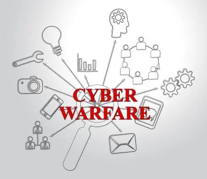Cyber Warfare Hacking Attack Threat 2d Illustration Illustrazione stock