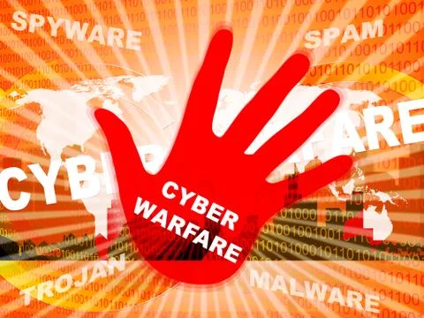 Cyber Warfare Hacking Attack Threat 2d Illustration イラスト素材