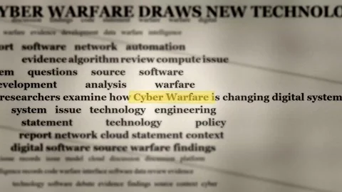 Cyber Warfare Highlighted Text - Digital Security Research Stock Footage 346332012