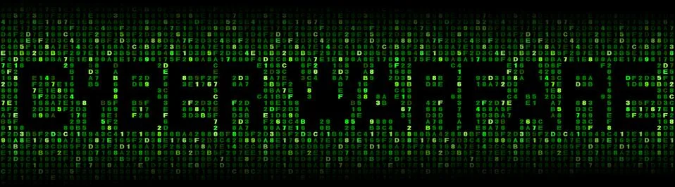 Cyber warfare text on hex code illustration Stock Illustration