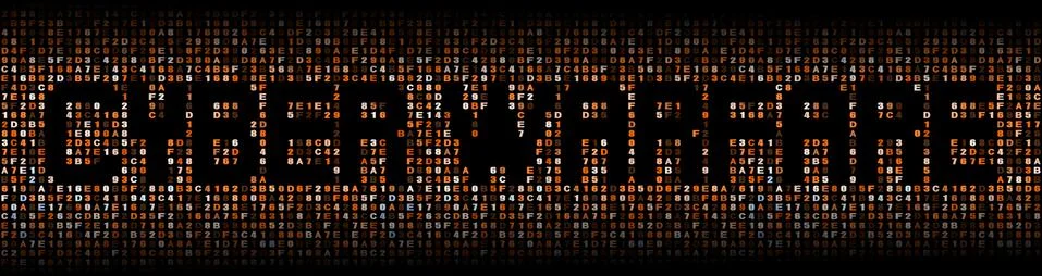 Cyber warfare text on hex code illustration Stock-Illustration