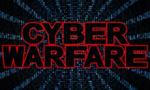 Cyber warfare text on hex code illustration イラスト素材