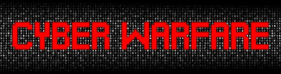 Cyber warfare text on hex code illustration Stock Illustration