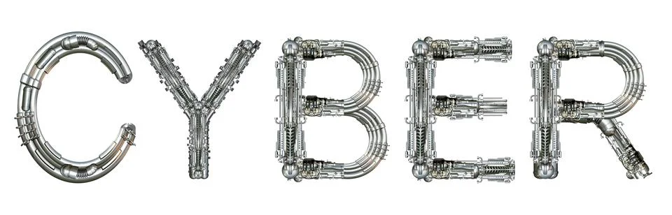 Cyber, word concept technically Stock Illustration