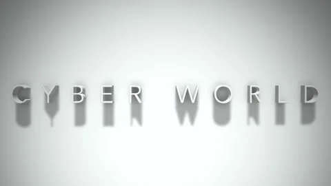Cyber world 3D title animation with shadows on a white background 動画素材 297381297