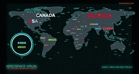 Cyber World Hologram Map. Concept HUD Data Map Stock Footage 76334532