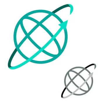 Cyber world, techno globe, world online logo Stock Illustration
