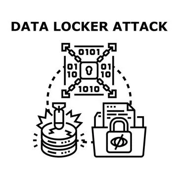 Cyberattack encrypting data on secure computer systems Stock Illustration
