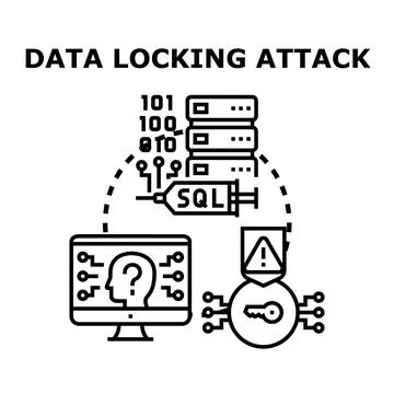 Cyberattack locking data and blocking access 库存插图