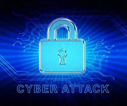 Cyberattack Malicious Cyber Hack Attack 2d Illustration Stock Illustration