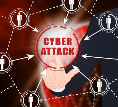 Cyberattack Malicious Cyber Hack Attack 2d Illustration Illustrazione stock