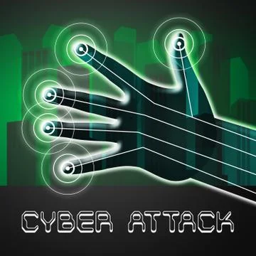 Cyberattack Malicious Cyber Hack Attack 2d Illustration Illustrazione stock