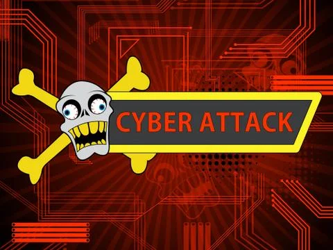 Cyberattack Malicious Cyber Hack Attack 2d Illustration Stock Illustration