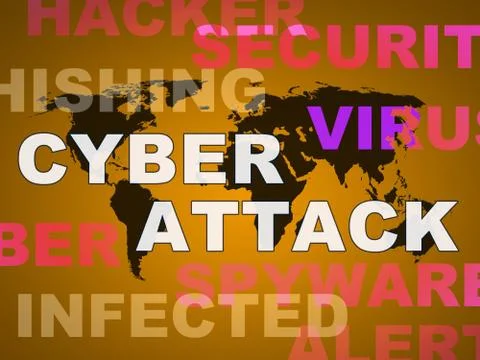 Cyberattack Malicious Cyber Hack Attack 2d Illustration Illustrazione stock