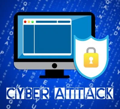 Cyberattack Malicious Cyber Hack Attack 2d Illustration Illustrazione stock