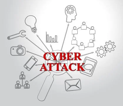 Cyberattack Malicious Cyber Hack Attack 2d Illustration Stock Illustration