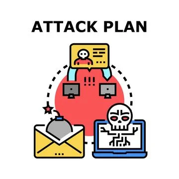 Cyberattack plan executing malicious computer system compromise Stock Illustration
