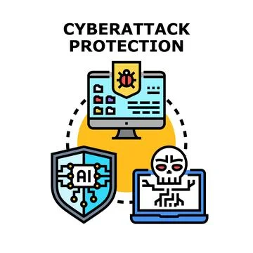 Cyberattack protection concept for data security Stock Illustration