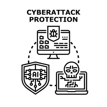Cyberattack protection concept for data security Stock Illustration