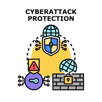 Cyberattack protection securing digital information systems Stock Illustration