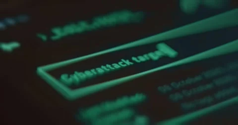Cyberattack target text of green hacker style Stock Footage 322617621