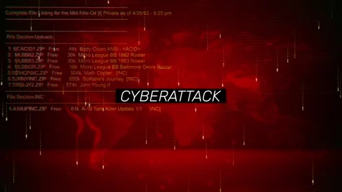 Cyberattack Text on hacking background screen Video stock 317057466
