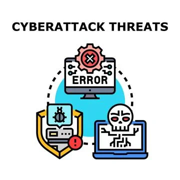 Cyberattack threats concept protecting digital data systems Stock Illustration