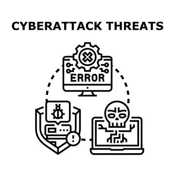 Cyberattack threats concept protecting digital data systems Stock Illustration