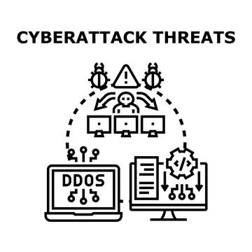 Cyberattack threats creating digital security risks Stockillustratie