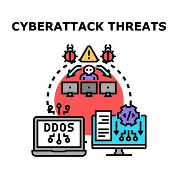 Cyberattack threats creating digital security risks Stockillustratie