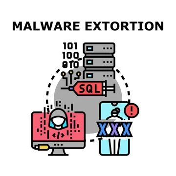 Cyberattack using malware for data extortion concept Stock Illustration