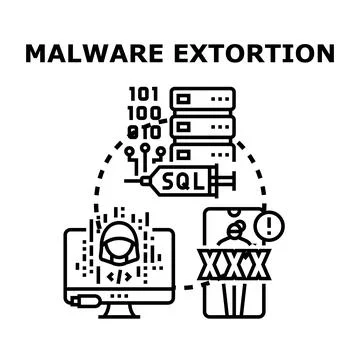 Cyberattack using malware for data extortion concept Stock Illustration