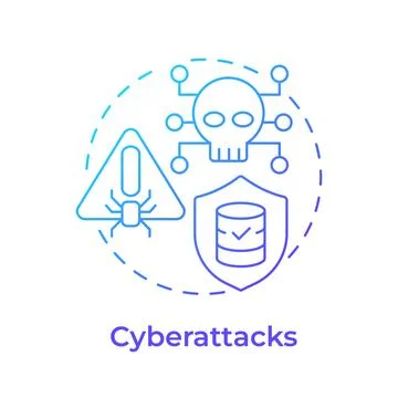 Cyberattacks blue gradient concept icon Stock Illustration