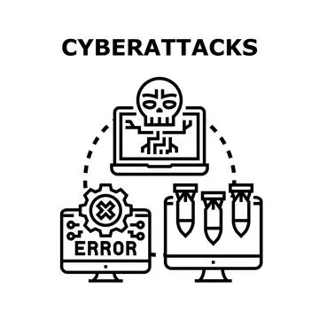 Cyberattacks causing system errors and data breaches 库存插图