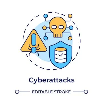 Cyberattacks multi color concept icon Stock Illustration
