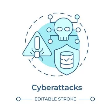 Cyberattacks soft blue concept icon Stock Illustration