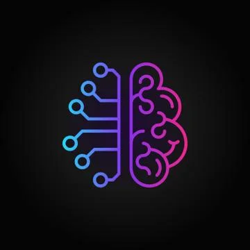 Cyberbrain creative outline icon - vector AI brain line sign Stock Illustration