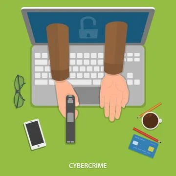 Cybercrime flat vector concept. Stock Illustration