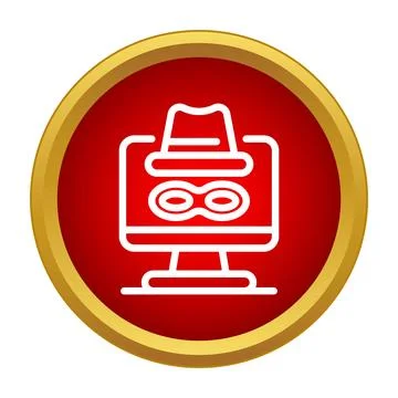Cybercrime hacker avatar icon on computer monitor 库存插图