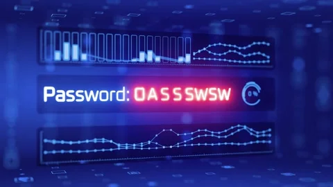 Cybercrime. Password guessing animation. Stockbeeldmateriaal 333184540
