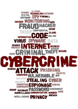 Cybercrime, word cloud concept Illustrazione stock